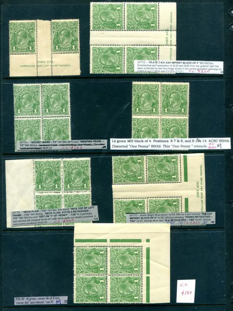 KGV 1d green, SMW, perf.14 varieties good to F/U x ... Image 1++