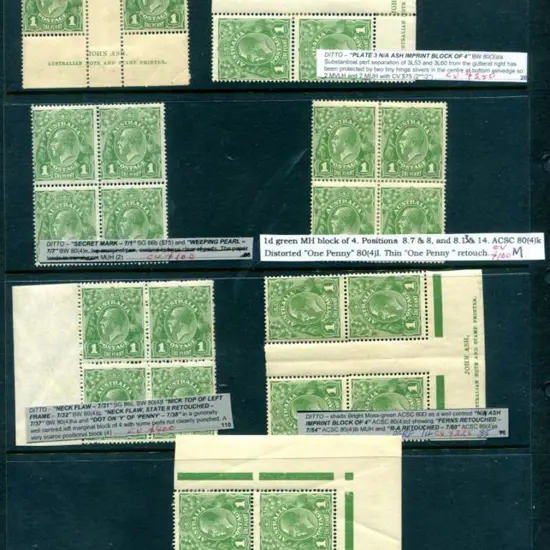 KGV 1d green, SMW, perf.14 varieties good to F/U x ...