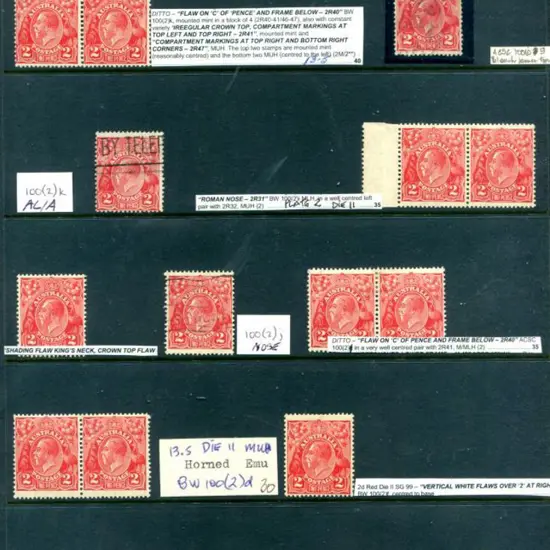 KGV 2d red, SMW, perf. 13½x12½ with mostly Die ...