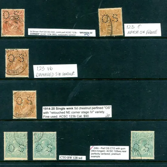 KGV Single wmk perfined "OS" good to fine used ...