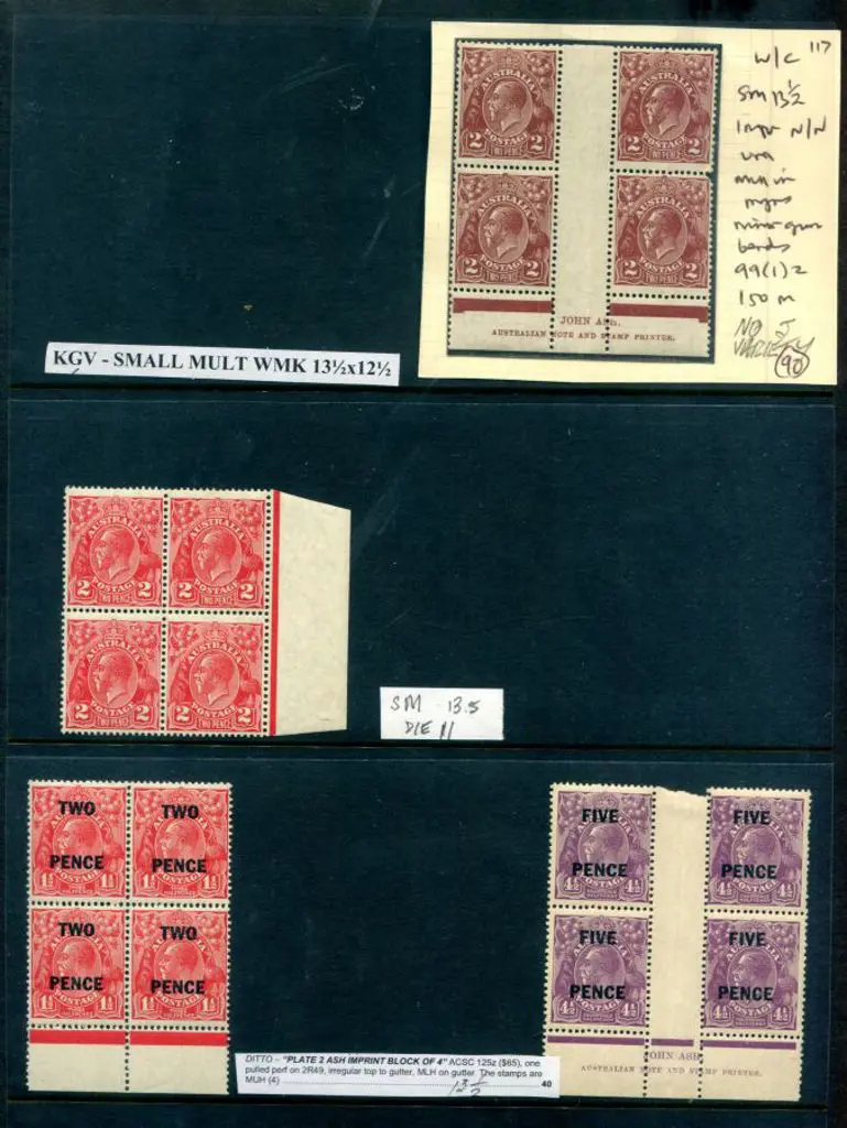 KGV SMW, perf.13½x12½ selection of 9 blocks of 4 ... Image 1++