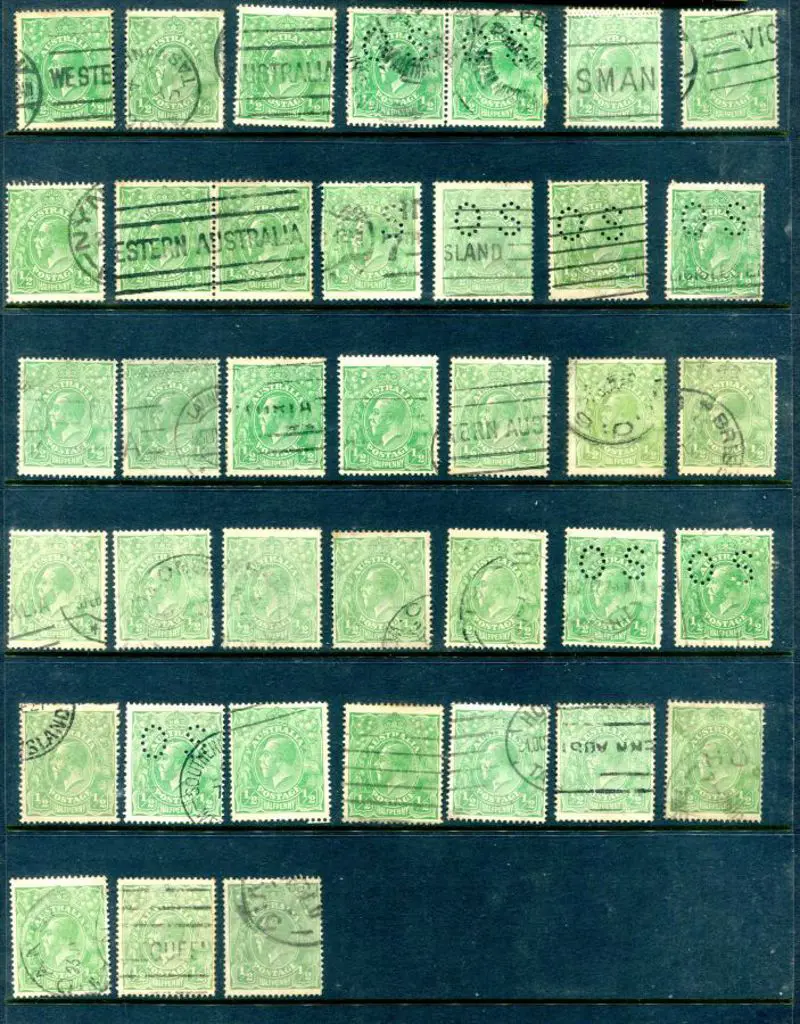 KGV ½d green consisting of single wmk (110) & MLW ... Image 1++