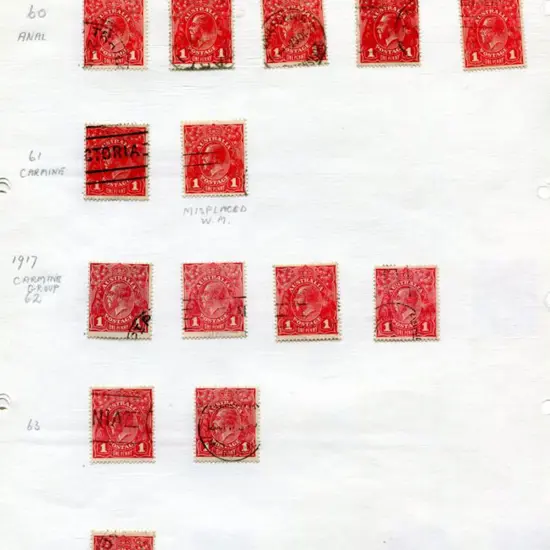 KGV 1d reds sorted on album pages & unsorted on ...