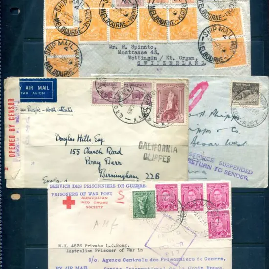 Censored Mail WWII group with covers to France, ...