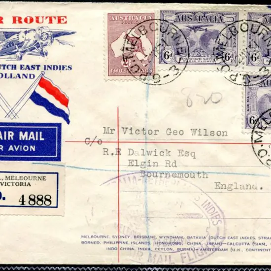 1931 (22nd May) Australia to England via Batavia & ...