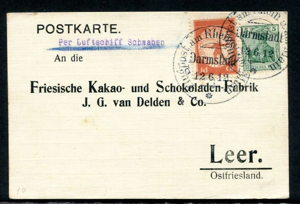1912 (12th June) Rhein am Main Airship "Schwaben" ... Image 1++