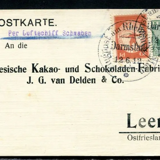 1912 (12th June) Rhein am Main Airship "Schwaben" ...