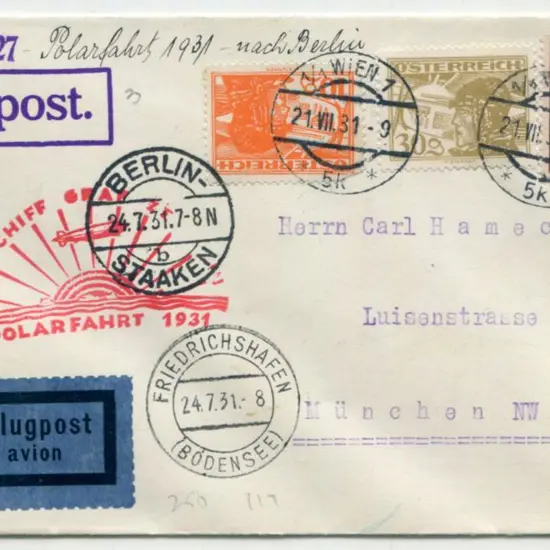 1931 (21st July) LZ127 Polar Flight cover with ...