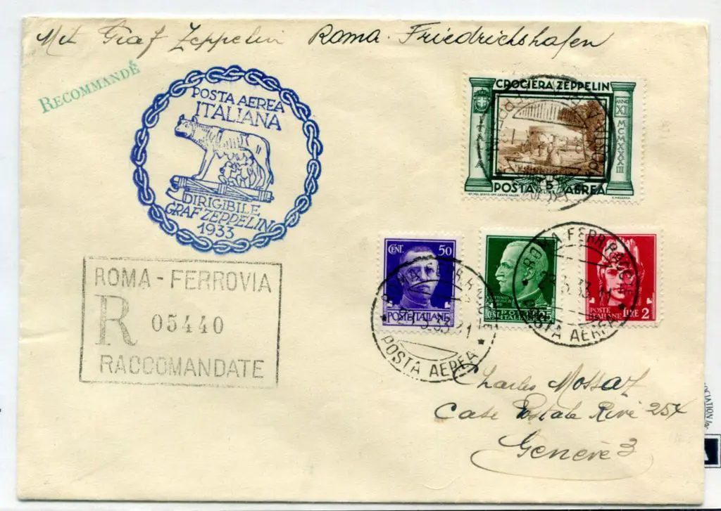 1933 (30th May) LZ127 Italy Flight card franked ... Image 1++
