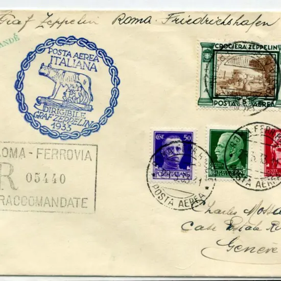 1933 (30th May) LZ127 Italy Flight card franked ...