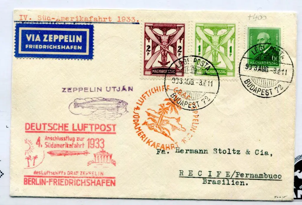 1933 (Aug) LZ127 4th South America Flight cover ... Image 1++