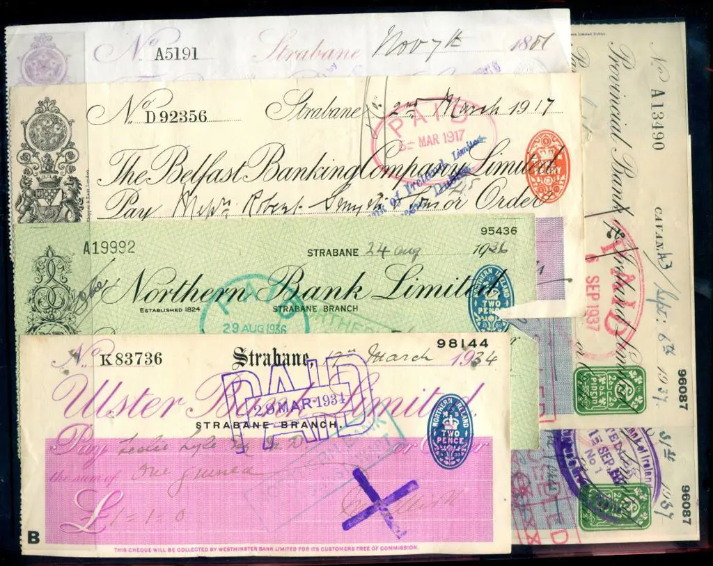 Cheques Ireland 1800's-1900's selection with ... Image 1++
