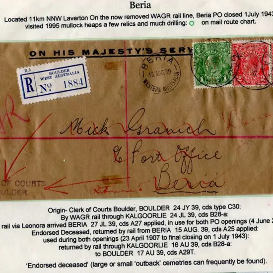 OHMS Covers 1933-1957 RTS covers from Clerk of ...