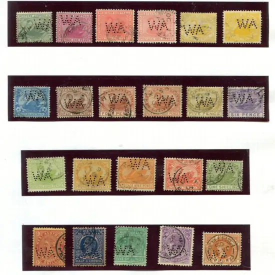 Perfins Superb selection of "WA" official perfins ...