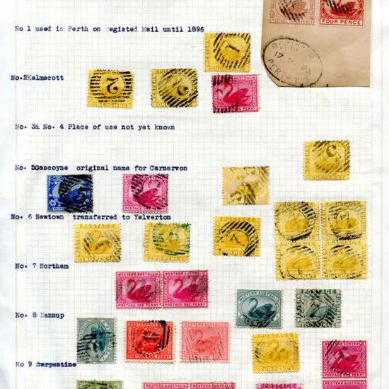 Postmarks - 12 Bar numerals Neatly presented on 4 ...
