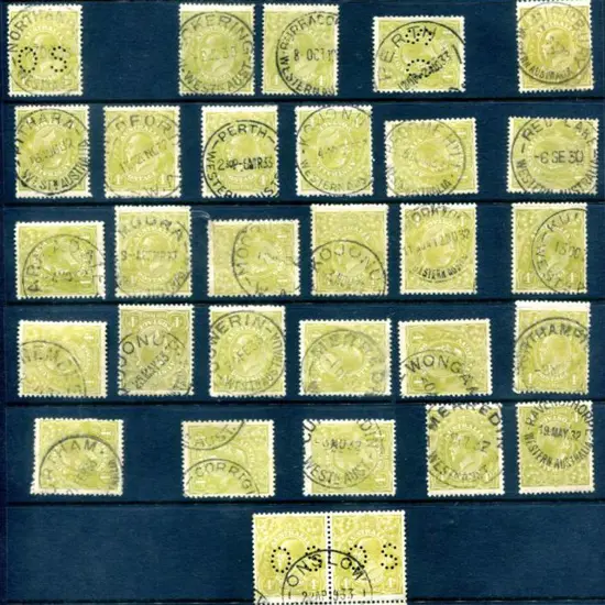Postmarks An attractive group all on KGV 4d Olive ...
