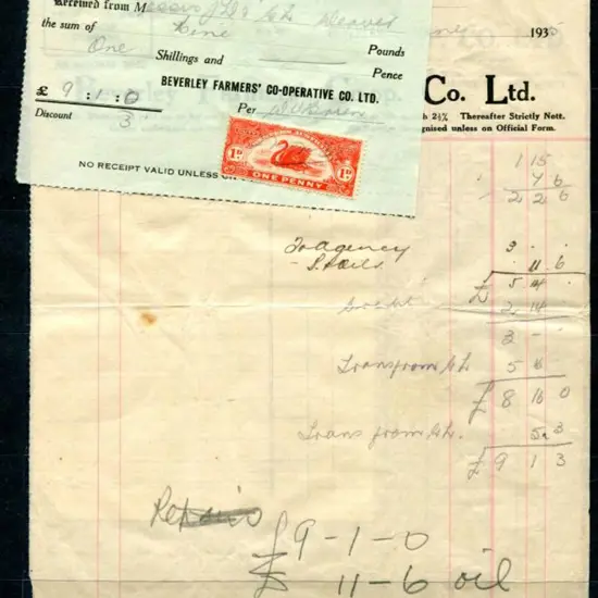 Revenues 1925-1942 group of documents with ...