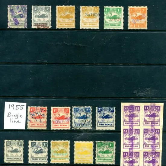 Revenues 1941 1d x2, 2d x2 (1 with inverted wmk), ...