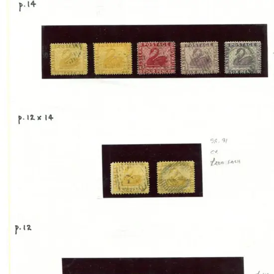 Swans 1876-1885 incl wmk Crown CC 1d x 2, 2/-, 4d ...