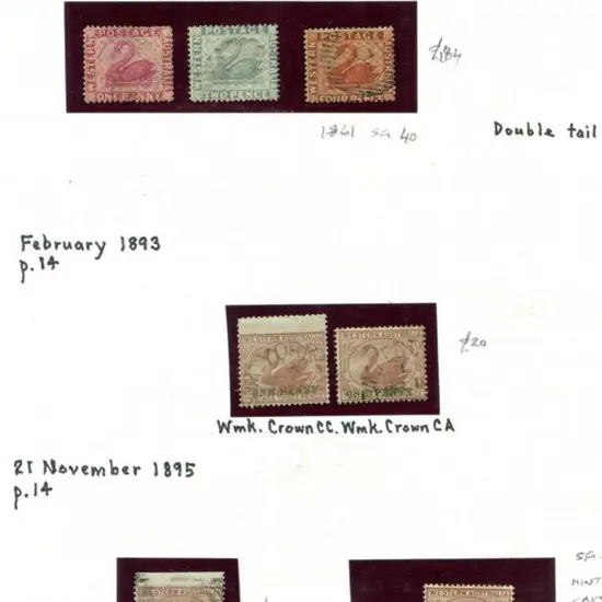 Swans 1888-1907 written up on 2 pages incl 4d ...