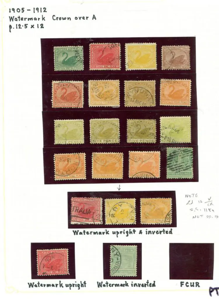 Swans 1905/12 ½d, 1d, 2d, 3d, 4d x 4 shades, 5d x ... Image 1++