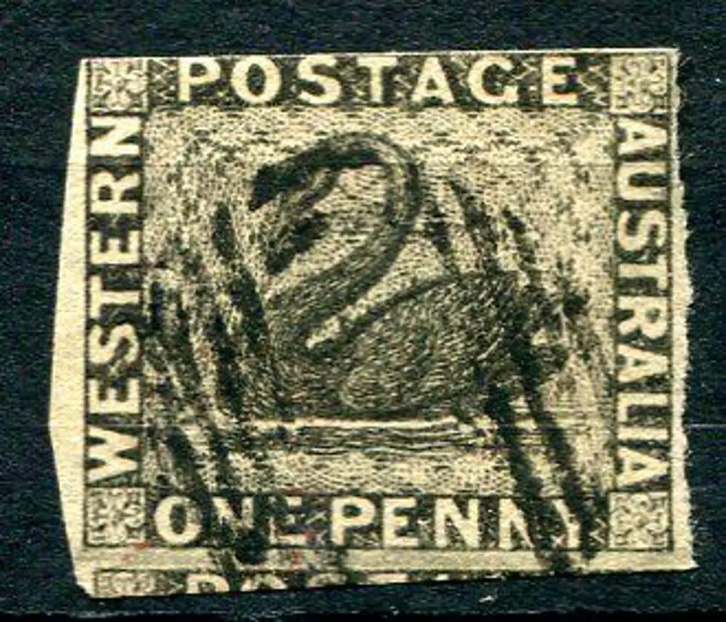 1854 1d black, wide margin at left, touching at ... Image 1++