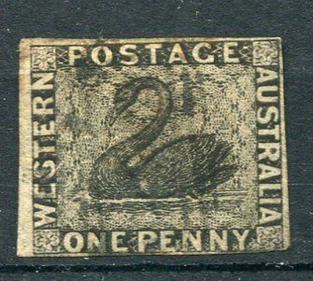 1854 1d black with wide margin at left, others ... Image 1++