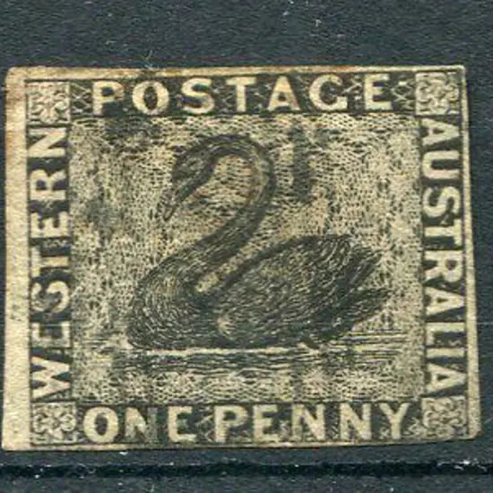 1854 1d black with wide margin at left, others ...