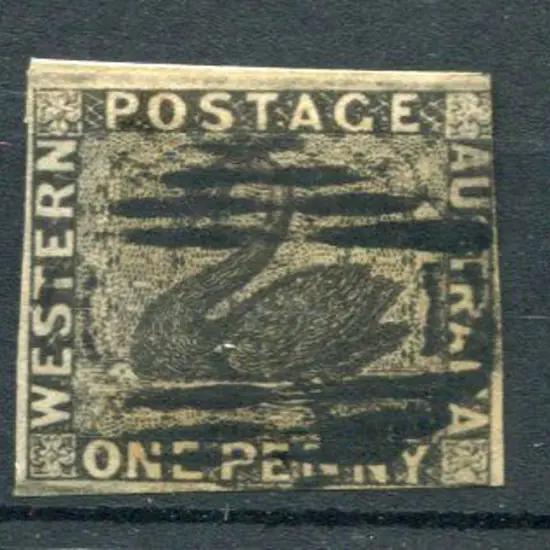 1854 1d black with 3 clear margins, just cut into ...