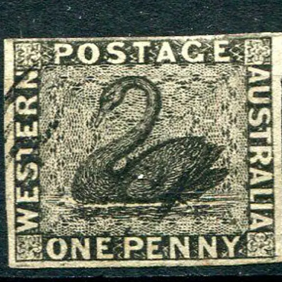 1854 1d black, 3 clear margins, close to clear at ...