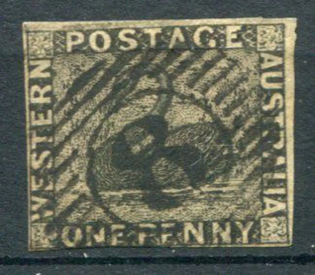 1854 1d black with 4 close to touching margins ... Image 1++