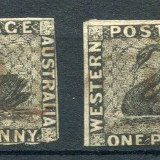 1854 1d black x 2 with first having close to ...