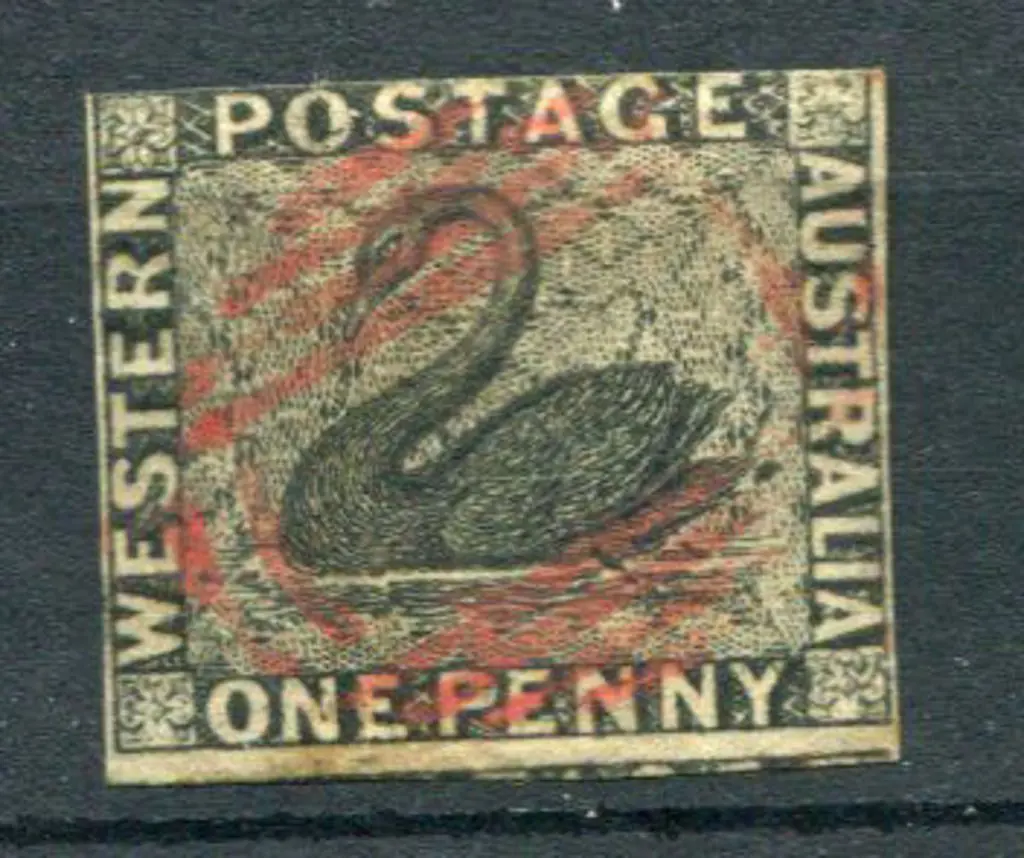 1854 1d black with 4 close to touching margins. ... Image 1++
