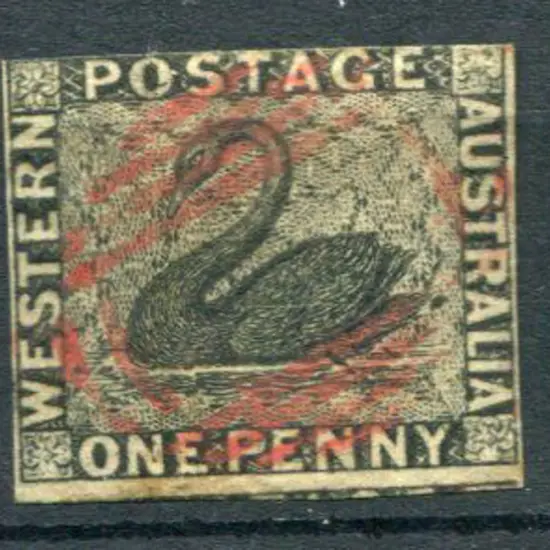 1854 1d black with 4 close to touching margins. ...