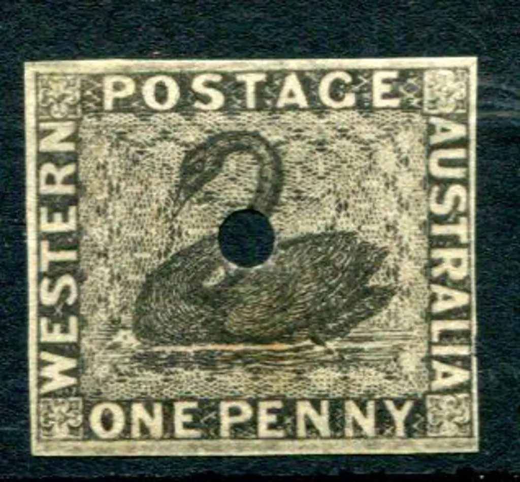 1854 1d black with 3m commissariat puncture. Fresh ... Image 1++