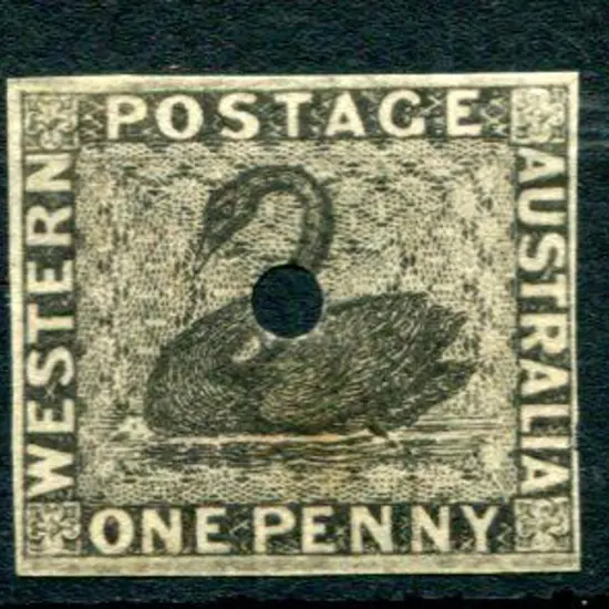 1854 1d black with 3m commissariat puncture. Fresh ...