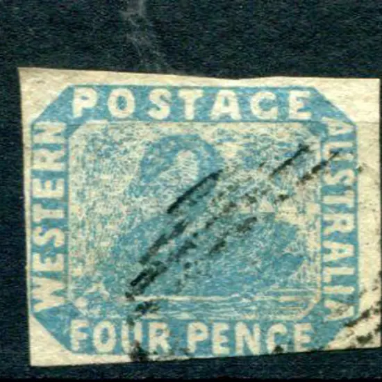 1854 4d pale blue with large to just cut in at ...