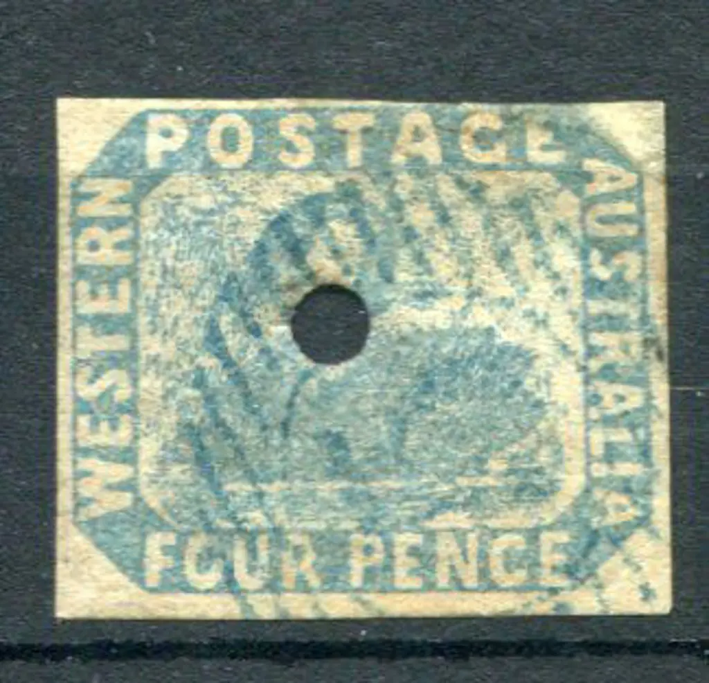 1854 4d pale blue with 3mm commissariat puncture ... Image 1++