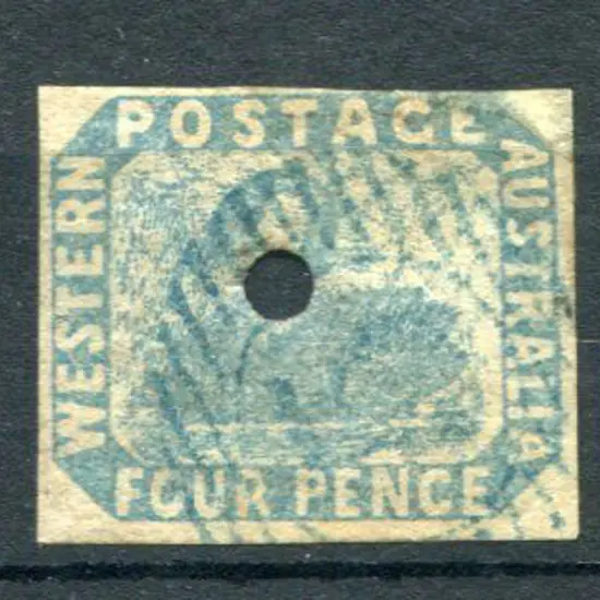 1854 4d pale blue with 3mm commissariat puncture ...