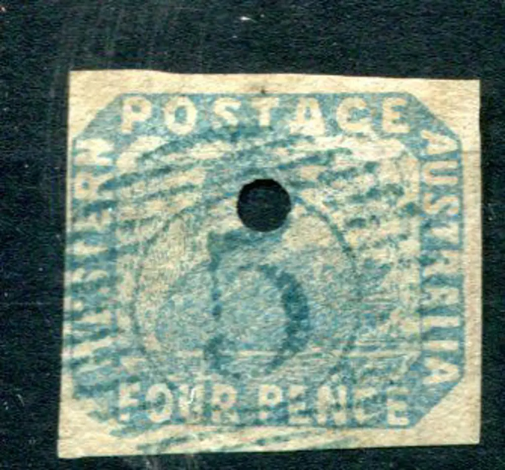 1854 4d pale blue with 3mm commissariat puncture. ... Image 1++
