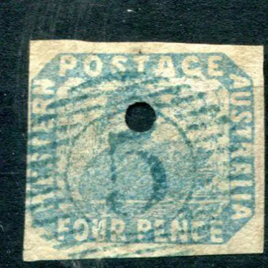 1854 4d pale blue with 3mm commissariat puncture. ...