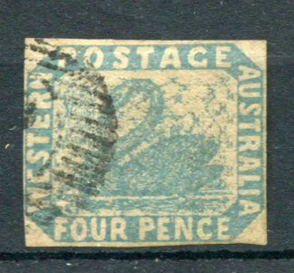 1854 4d blue with 4 close even margins with part ... Image 1++