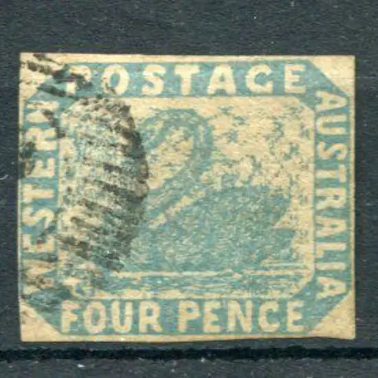 1854 4d blue with 4 close even margins with part ...