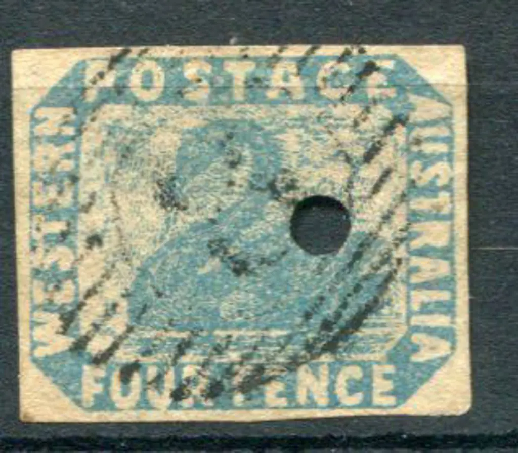 1854 4d blue with 3mm commissariat puncture. Clear ... Image 1++