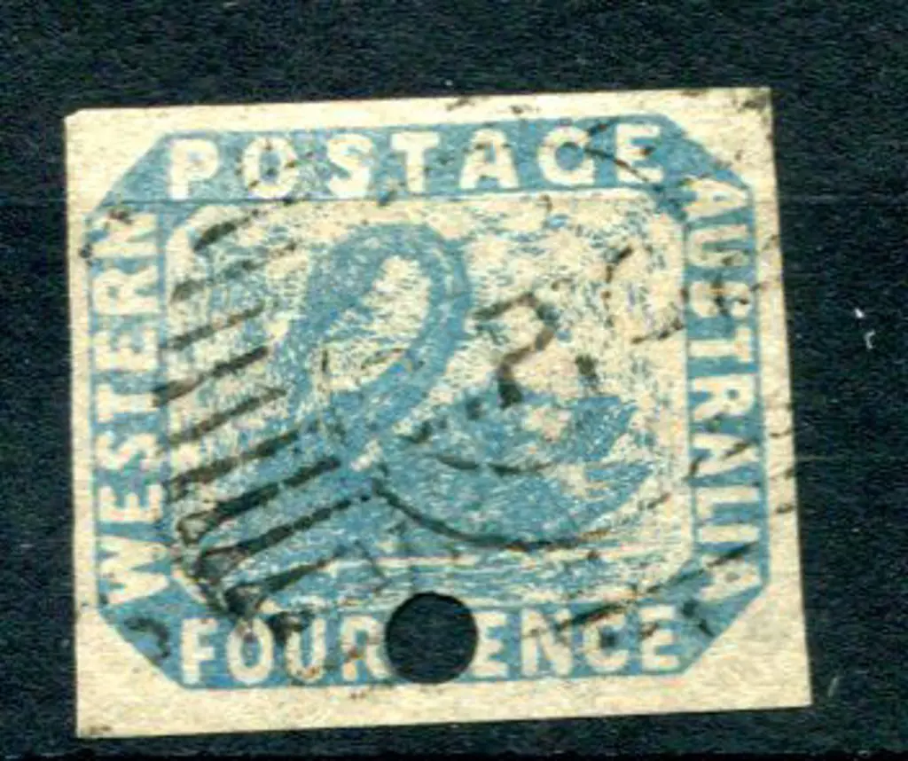 1854 4d blue with 3mm commissariat puncture. 4 ... Image 1++