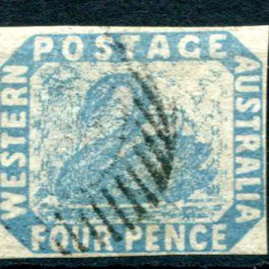 1854 4d blue with close but clear even margins. ...