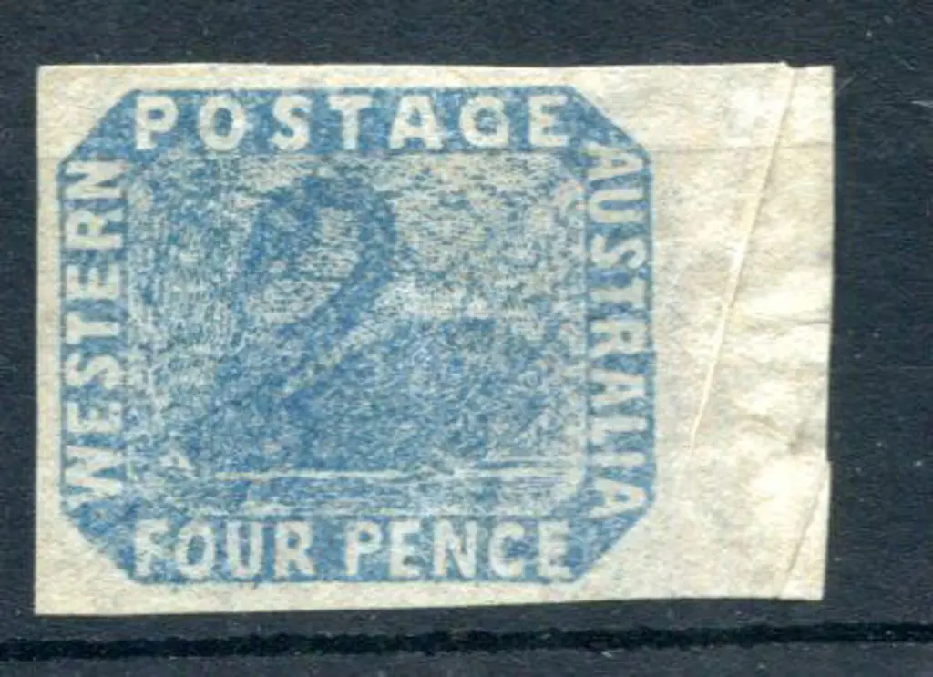 1854/55 4d blue with massive right margin. MNG ... Image 1++