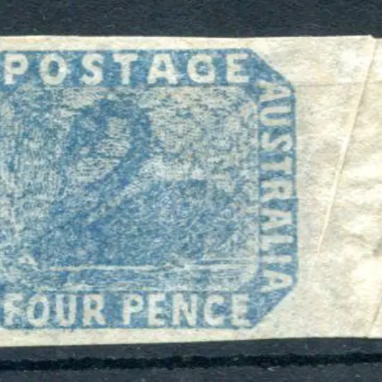 1854/55 4d blue with massive right margin. MNG ...