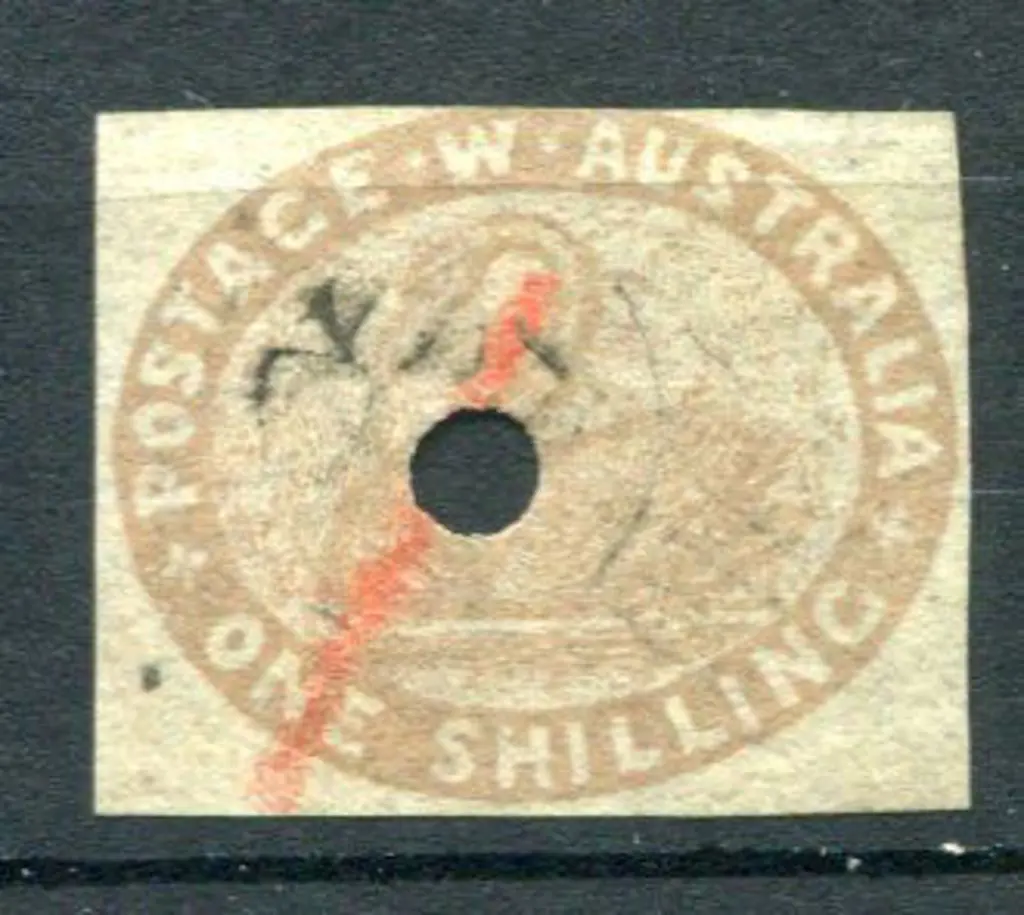 1855 1/- pale brown with 3mm commissariat ... Image 1++