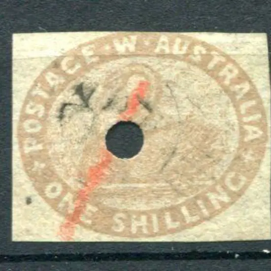 1855 1/- pale brown with 3mm commissariat ...